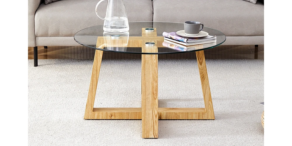 Wood-color Mdf Coffee Table Nature's Simplicity, Modern Elegance