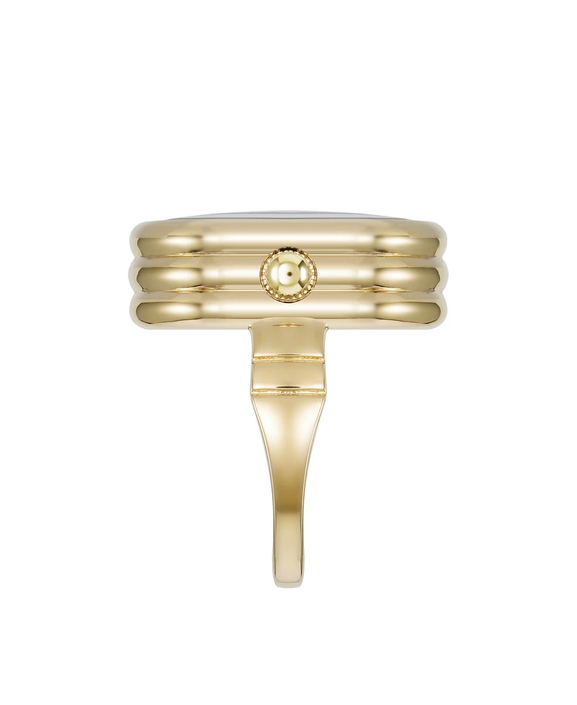 Anne Klein Women's Quartz Sandstone Gemstone and Gold-Tone Alloy Metal Ring Watch