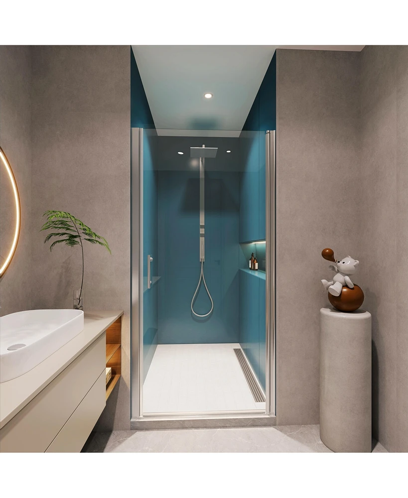 1 3/8" Adjustable Pivot Shower Door with 1/4" Tempered Glass