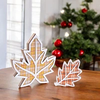 Slickblue Plaid Leaf Decor Stylish Autumn Decoration for Home and Garden (Set of 2)