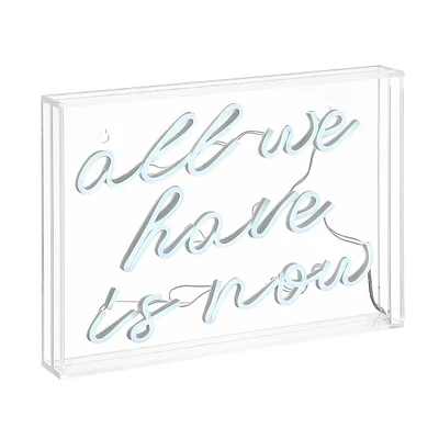 All We Have Is Now Contemporary Glam Acrylic Box Usb Operated Led Neon Light Lamp