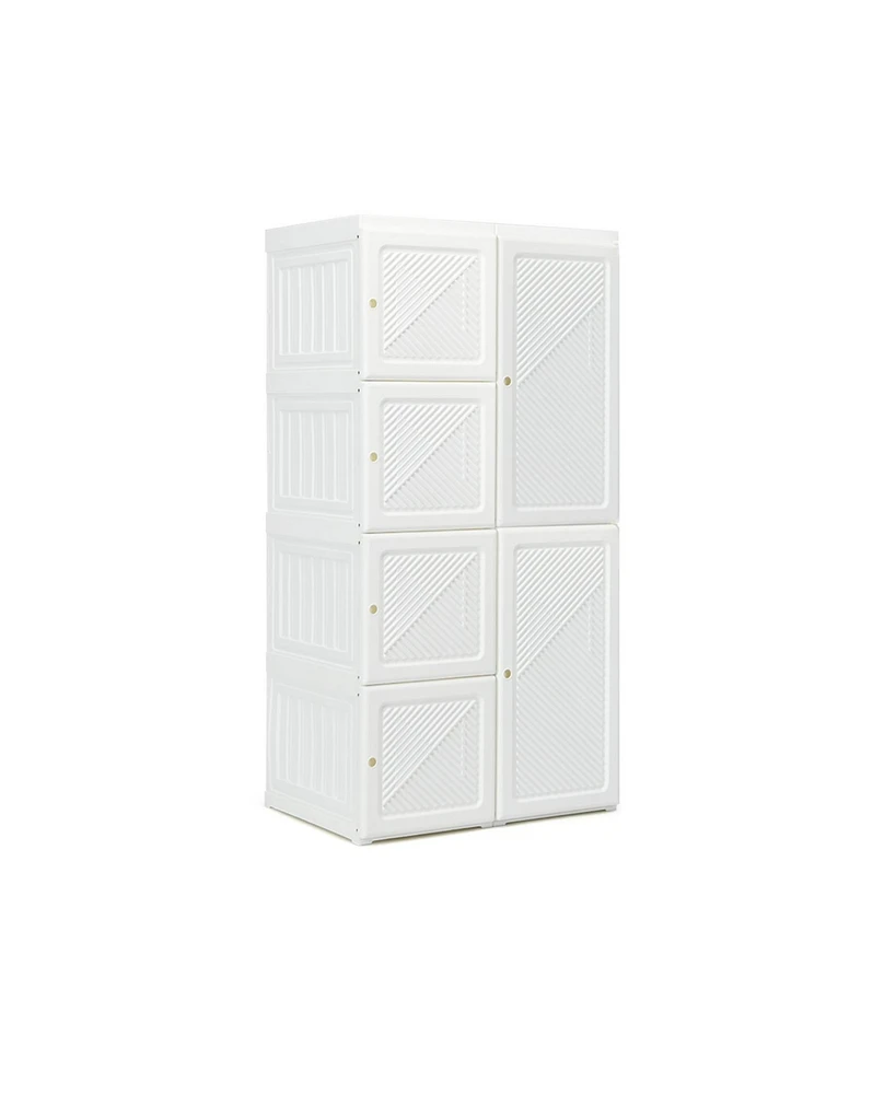 Foldable Armoire Wardrobe Closet with 8 Cubby Storage