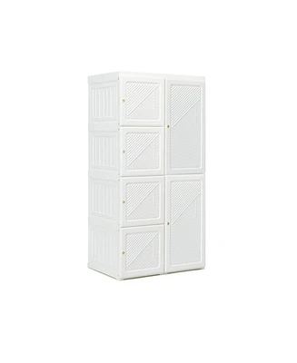 Foldable Armoire Wardrobe Closet with 8 Cubby Storage