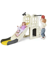 Skonyon 6-in-1 Toddler Climber Slide Playset with Basketball Hoop