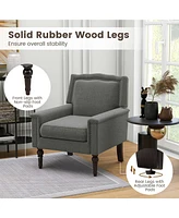 1 Pcs Mid-century Modern Armchair with Thick Cushion & Rubber Wood Legs for Living Room