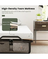 Sugift Twin Size Folding Bed with Foam Mattress and Lockable Wheels
