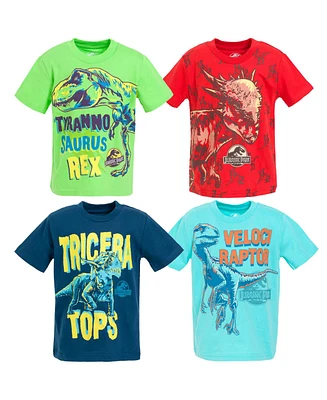 Jurassic Park Boys World Dinosaur T-Rex 4 Pack T-Shirts