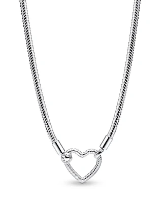 Pandora Sterling Silver Heart Closure Snake Chain Necklace