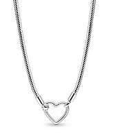 Pandora Sterling Silver Heart Closure Snake Chain Necklace