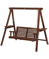 Outsunny 2-Seat Patio Swing Chair, Porch Swing with Sd,