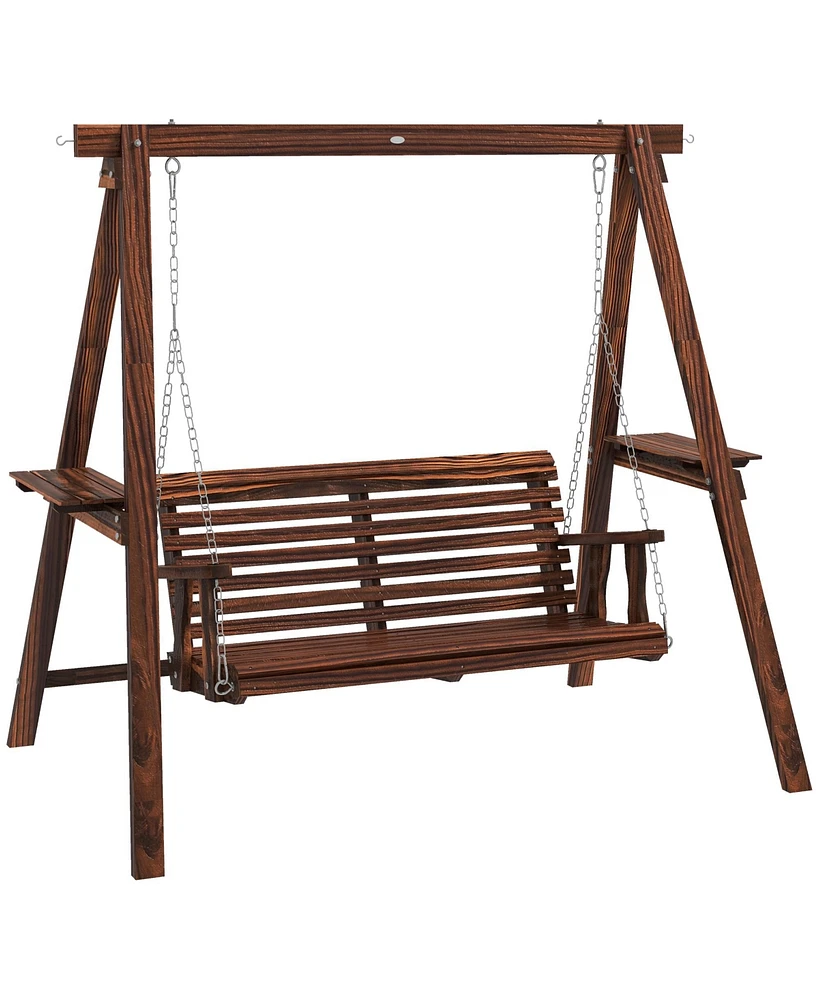 Outsunny 2-Seat Patio Swing Chair, Porch Swing with Sd,