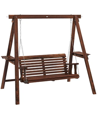 Outsunny 2-Seat Patio Swing Chair, Porch Swing with Sd,