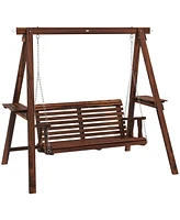 Outsunny 2-Seat Patio Swing Chair, Porch Swing with Sd,