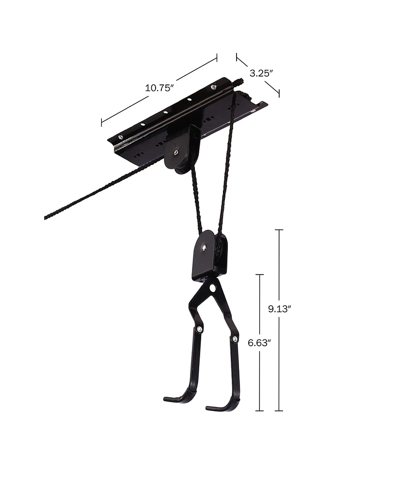 Rad Cycle Bike Hoists - Overhead Pulley System with 100 lb Capacity for Bicycles or Ladders - Secure Garage Ceiling Storage by (Set of 2)