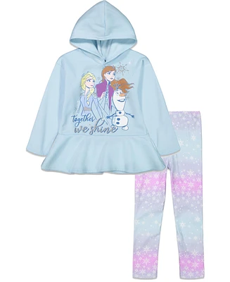 Frozen Girls Elsa Princess Anna Olaf Hoodie and Leggings Outfit Set