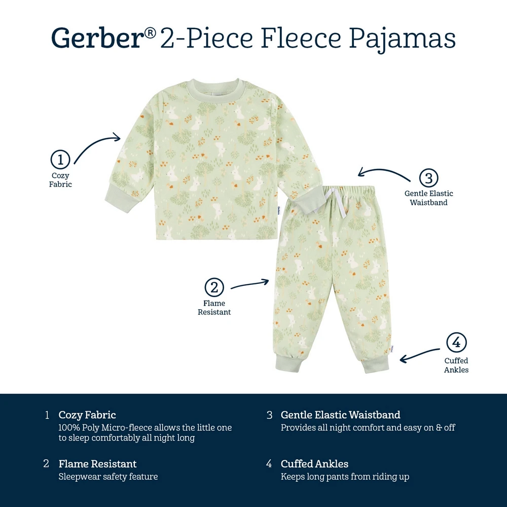 Gerber Toddler Girls Fleece Blanket Sleepers, 2-pack