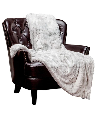 Chanasya Premium Wolf Faux Fur Throw Blanket - Soft, Fuzzy Sherpa & Minky For Bed or Couch 50" x 65” Dark Rose