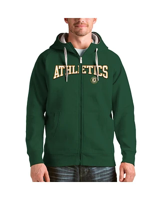 Antigua Men's Green Oakland Athletics Team Logo Victory Full-Zip Hoodie