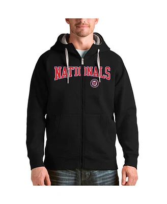 Antigua Men's Black Washington Nationals Team Logo Victory Full-Zip Hoodie