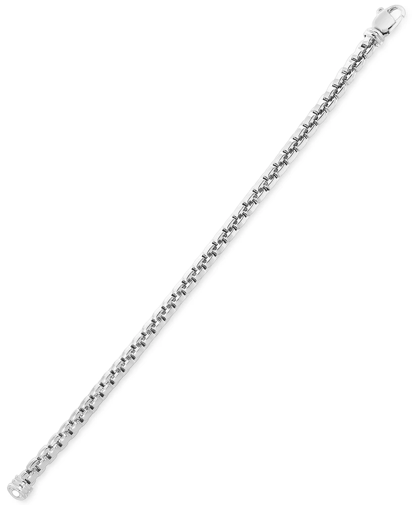 Italian Silver Men's Venezia Box Link Chain Bracelet in Sterling Silver