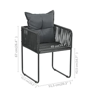 Patio Chairs 6 pcs with Pillows Poly Rattan Black