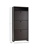 Homcom Shoe Storage Cabinet with 3 Large Fold-Out Drawers,