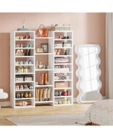 Tribesigns 14-Tier Shoe Rack, Freestanding Tall Shoe Shelf, White Wooden Shoe Storage Cabinet with 22 Open Cubbies, 46 Pairs Wide Entryway Shoe Organi