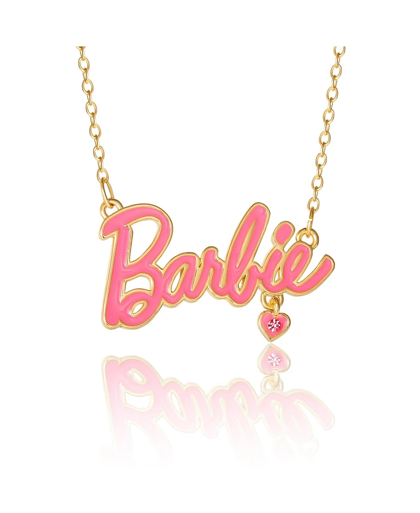 Barbie Flash Yellow Gold Plated Barbie Logo Necklace