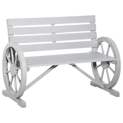41" Outdoor Slatted Bench with Backrest, Light Gray