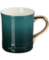Le Creuset Stoneware Mug with Gold Metallic Handle, 14 oz.