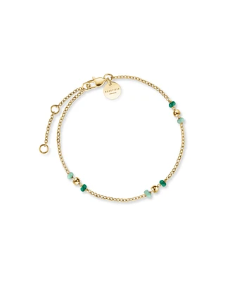 Rosefield Emerald Dotted Bracelet In 14K Yellow Gold Plated Stainless Steel
