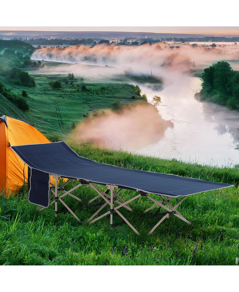Folding Camping Cot: 330 lbs. Capacity, Blue
