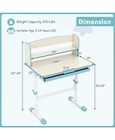 Kids Study Desk with 7-Level Tiltable Desktop Adjustable Height Pull Out Drawer