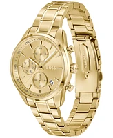 Hugo Boss Women's Grand Tour Ladies Quartz Multifunction Ionic Plated Thin Gold Steel Watch 38mm