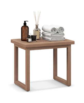 Long Natural Wood Bath Spa Stool with Non-slip Foot Pads for Elderly