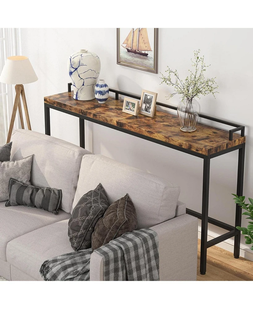 Tribesigns 70.9 inch Extra Long Sofa Table Rustic Industrial Console Table Behind Couch, Narrow Entryway Hallway Table Skinny Sofa Bar Table for Livin