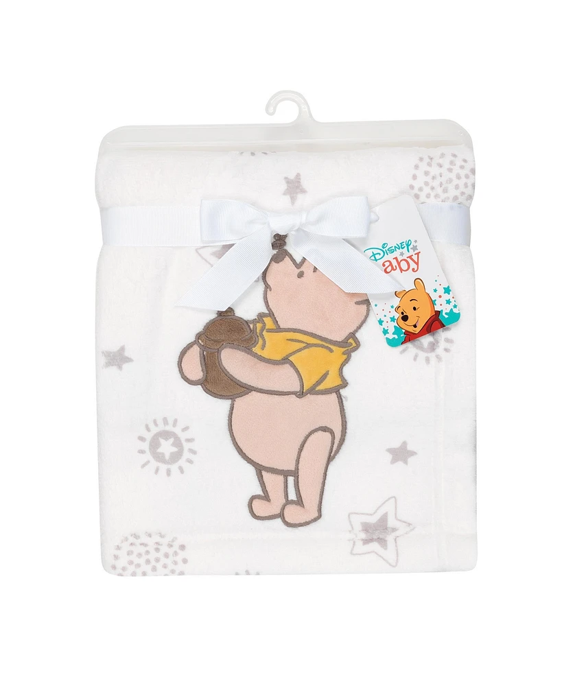 Lambs & Ivy Disney Baby Winnie The Pooh Cream Fleece Appliqued Baby Blanket