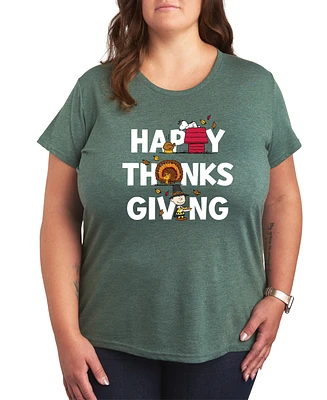 Hybrid Apparel Plus Size Peanuts Thanksgiving Graphic T-shirt
