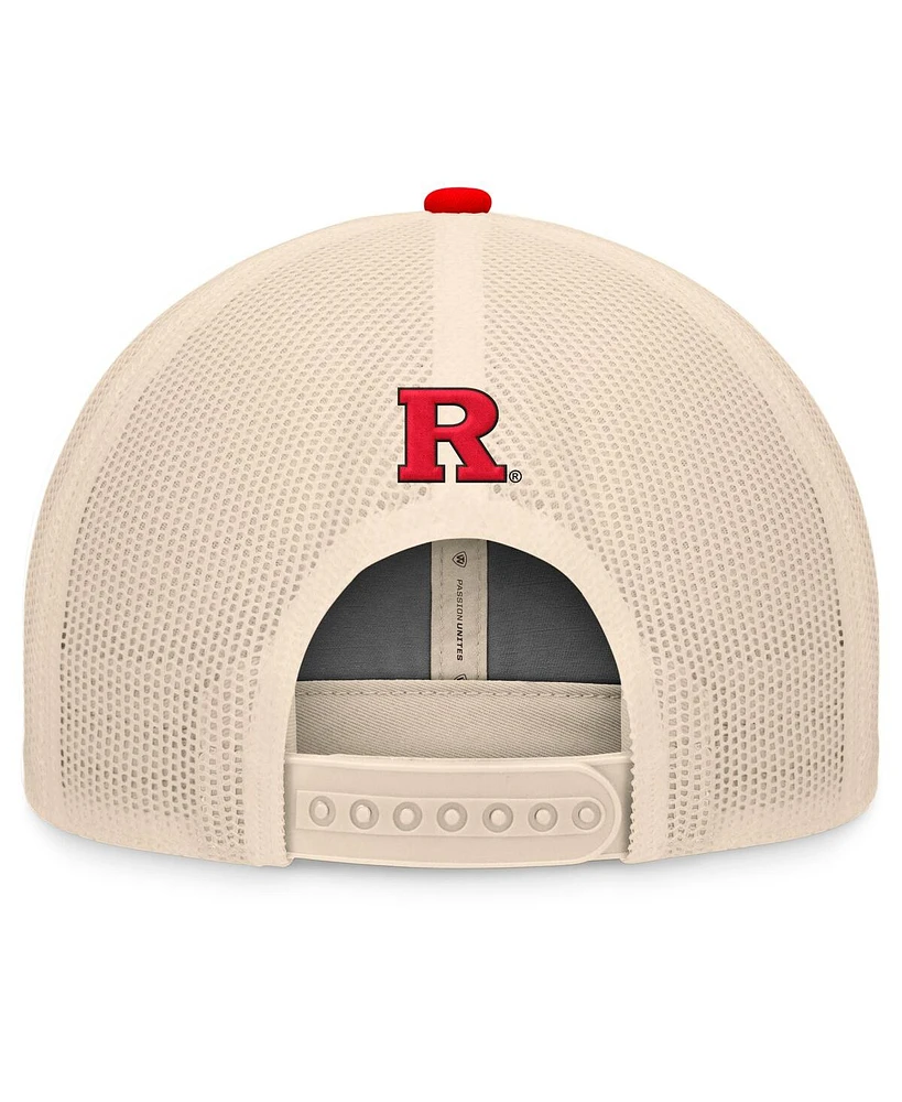 Top of the World Men's Scarlet/Natural Rutgers Scarlet Knights Bennett Trucker Adjustable Hat
