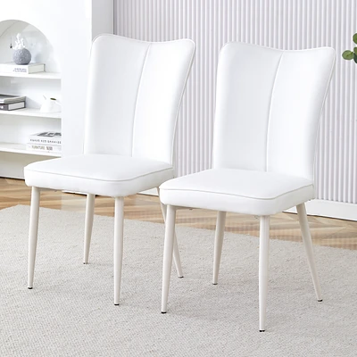 White Modern Minimalist Dining Chairs (Set of 2)