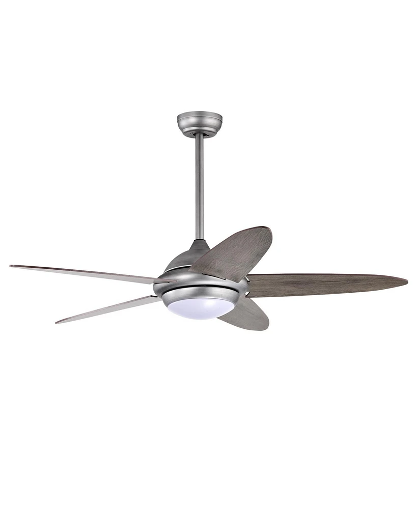 52 Inch Ceiling Fan with Lights and 3 Lighting Colors-Silver Gray