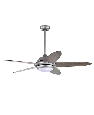 52 Inch Ceiling Fan with Lights and 3 Lighting Colors-Silver Gray
