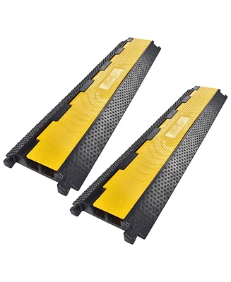 2 Channel Cable Protector Ramp Rubber Electrical Wire Cover Cord Guard 2 Packs