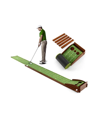 Golf Putting Mat Practice Training Aid with Auto Ball Return and 3 Hole Sizes