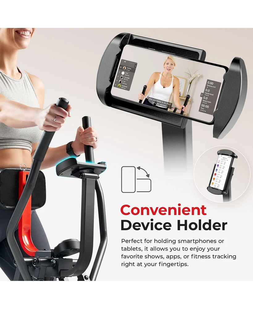 Sunny Health & Fitness Smart Air Walk Cross Trainer Elliptical Machine Glider w/Performance Lcd Monitor, Low-Impact, 30 Inch Stride and Exclusive Sunn