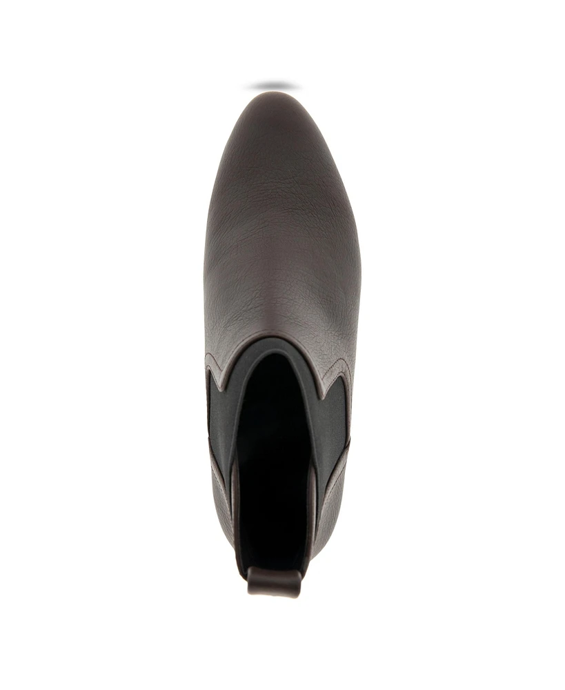 Aerosoles Women's Caddie Ankle Booties - Java Grainy Faux Leather