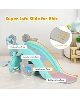 4-in-1 Rocking Horse & Slide Set Toddler Slide Toy w/ Basketball Hoop