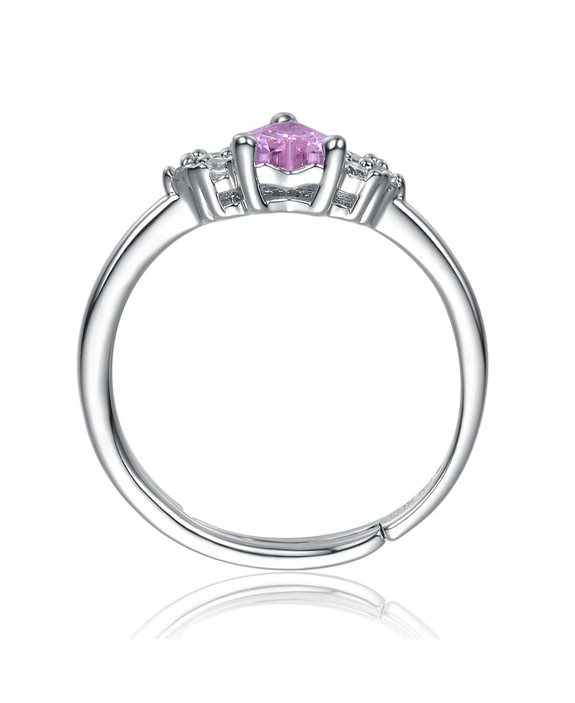 Genevive Sterling Silver Heart Cubic Zirconia Cluster Promise Ring