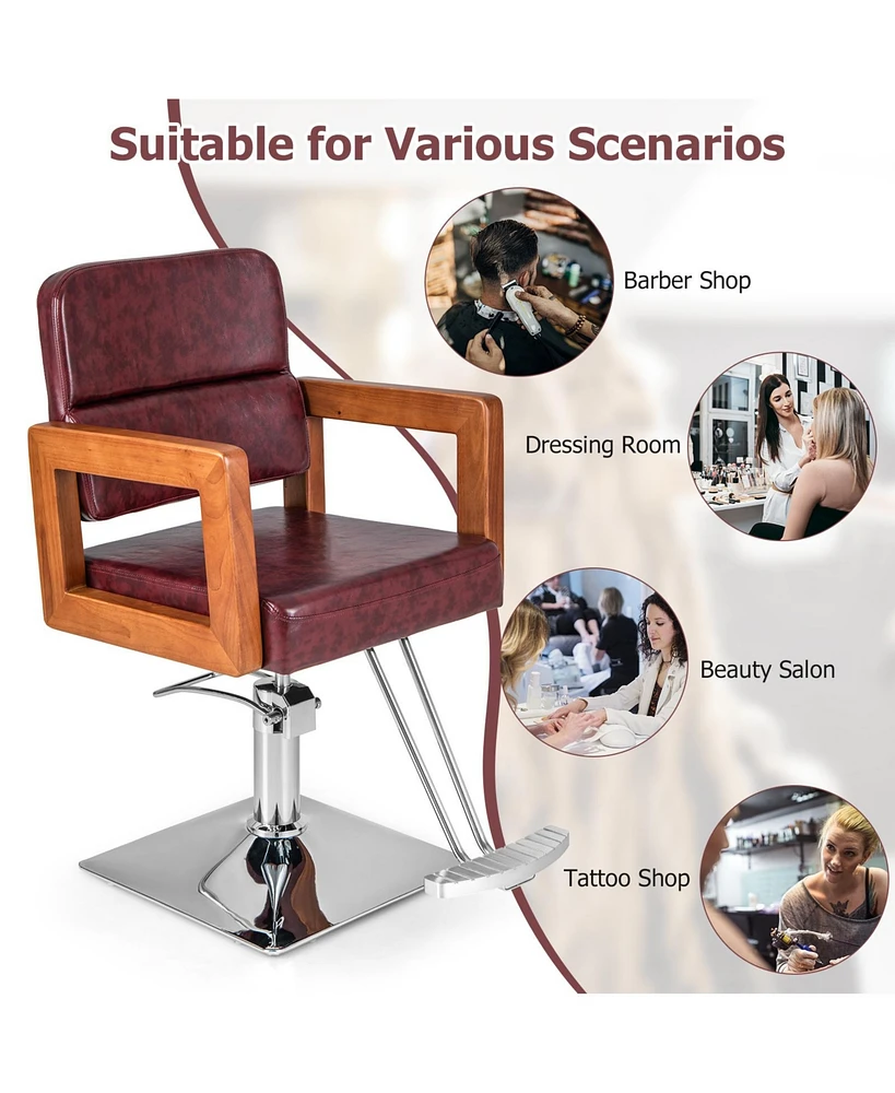 Sugift Hydraulic Barber Chair Salon Chair for Hair Stylist with 360 Degrees Swivel