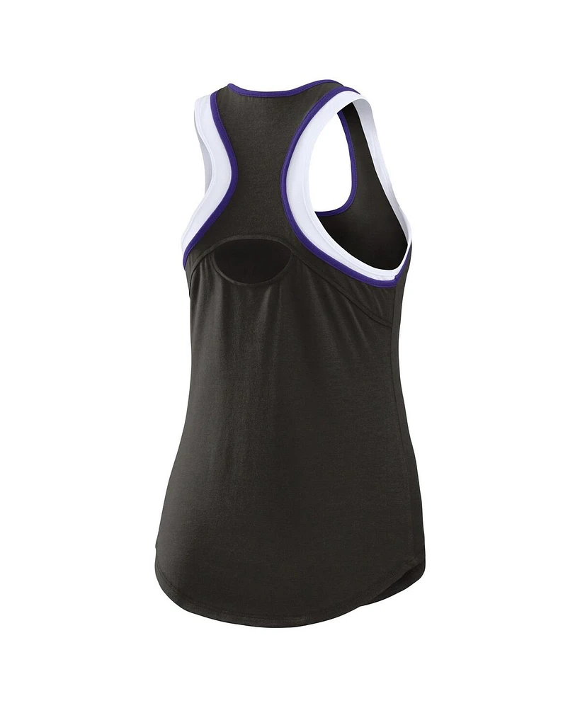 Wear by Erin Andrews Women's Black Colorado Rockies Colorblock Racerback Tank Top
